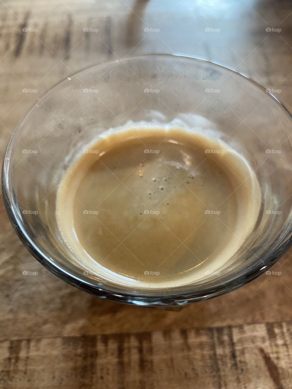 Coffee glass placed on a wooden table