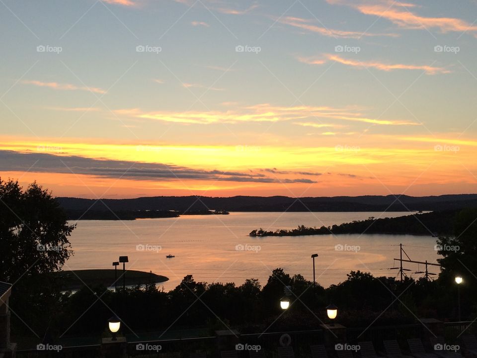 Sundown at NFA. From the balcony of our hotel room at the 2014 NFA in Branson, MO