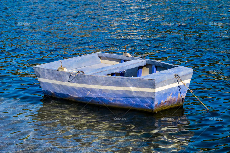 Blue boat in Skiathos Greece