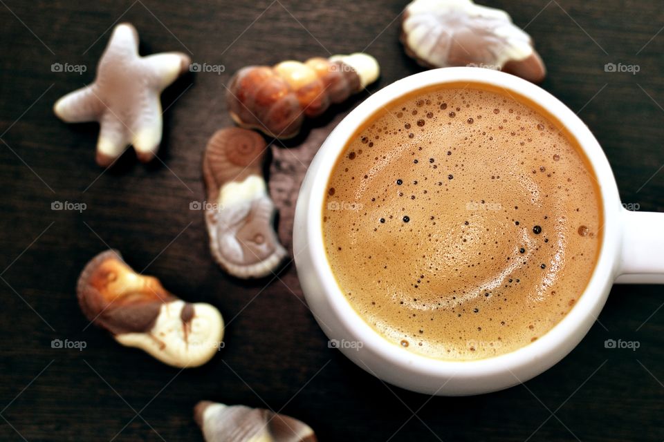 High angle view of coffee cup