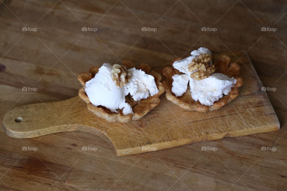 Close-up of frozen food on table