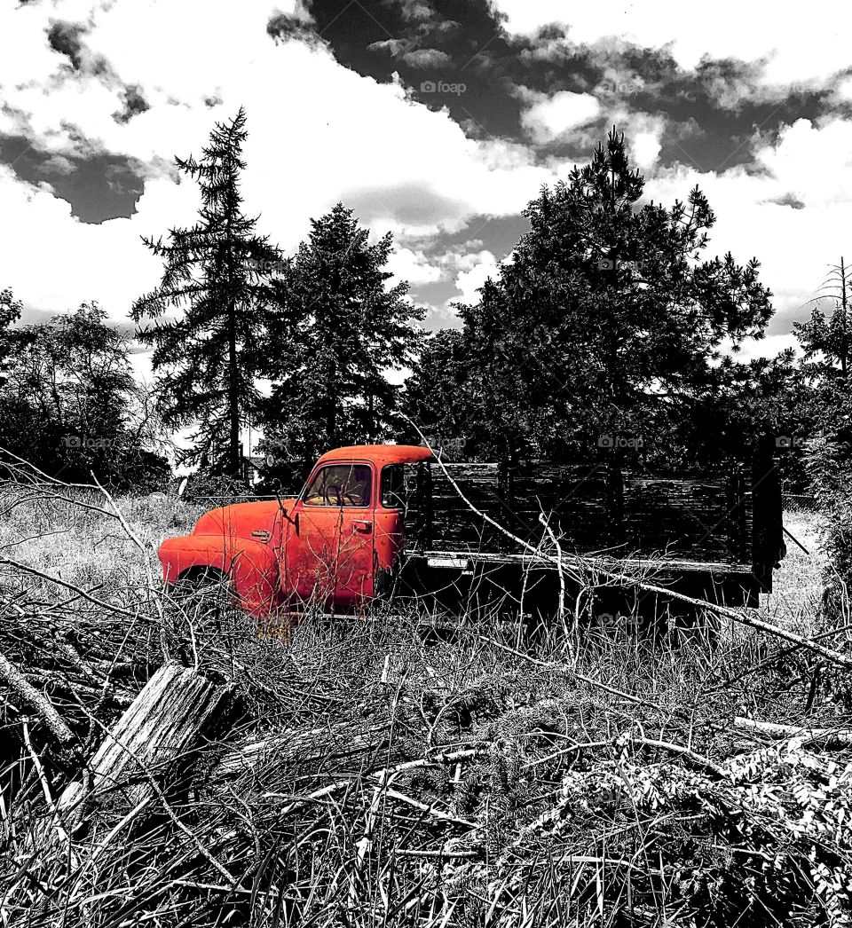 Vintage Farm Truck (Red & Monochrome)