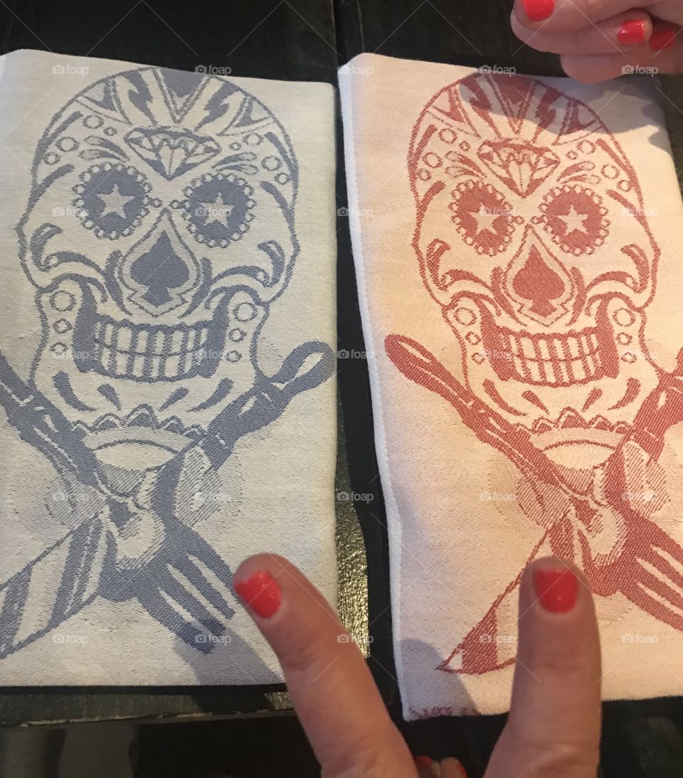 The appropriate bad-ass skull napkins at Guy Fieri’s, vegas