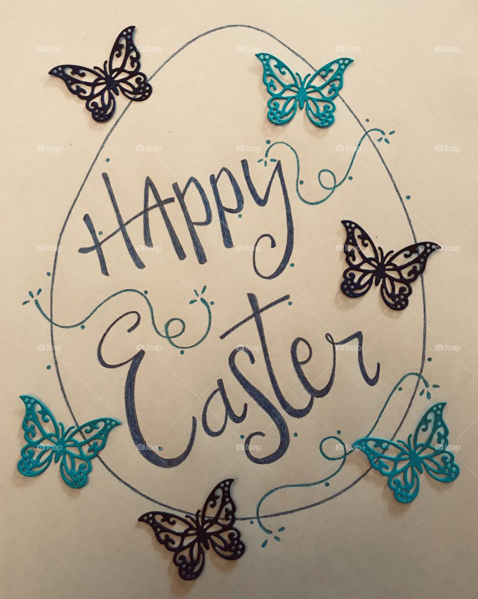 Handmade Happy Easter handwriting 