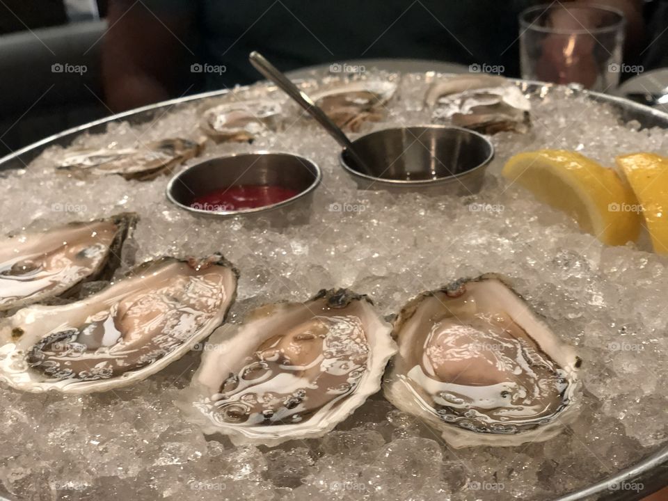 Raw oysters on half shell