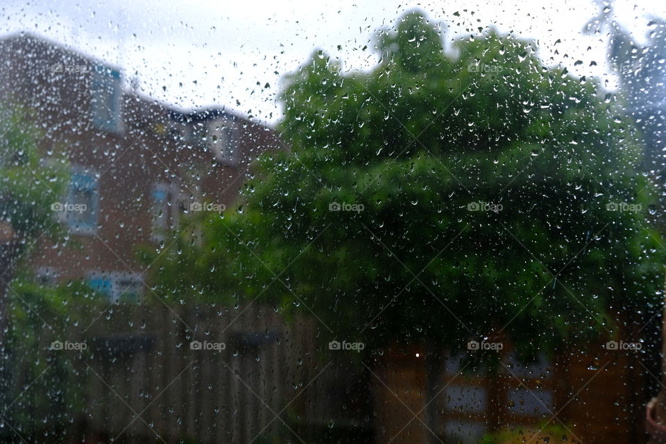 Drops on the window, rainy 