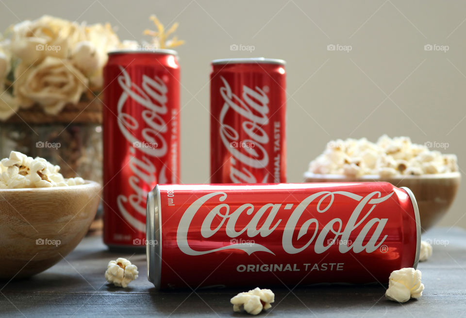 Coca-Cola Original Taste and popcorn