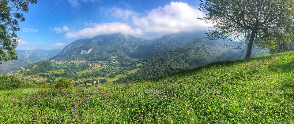 Alpine panorama in summer time
