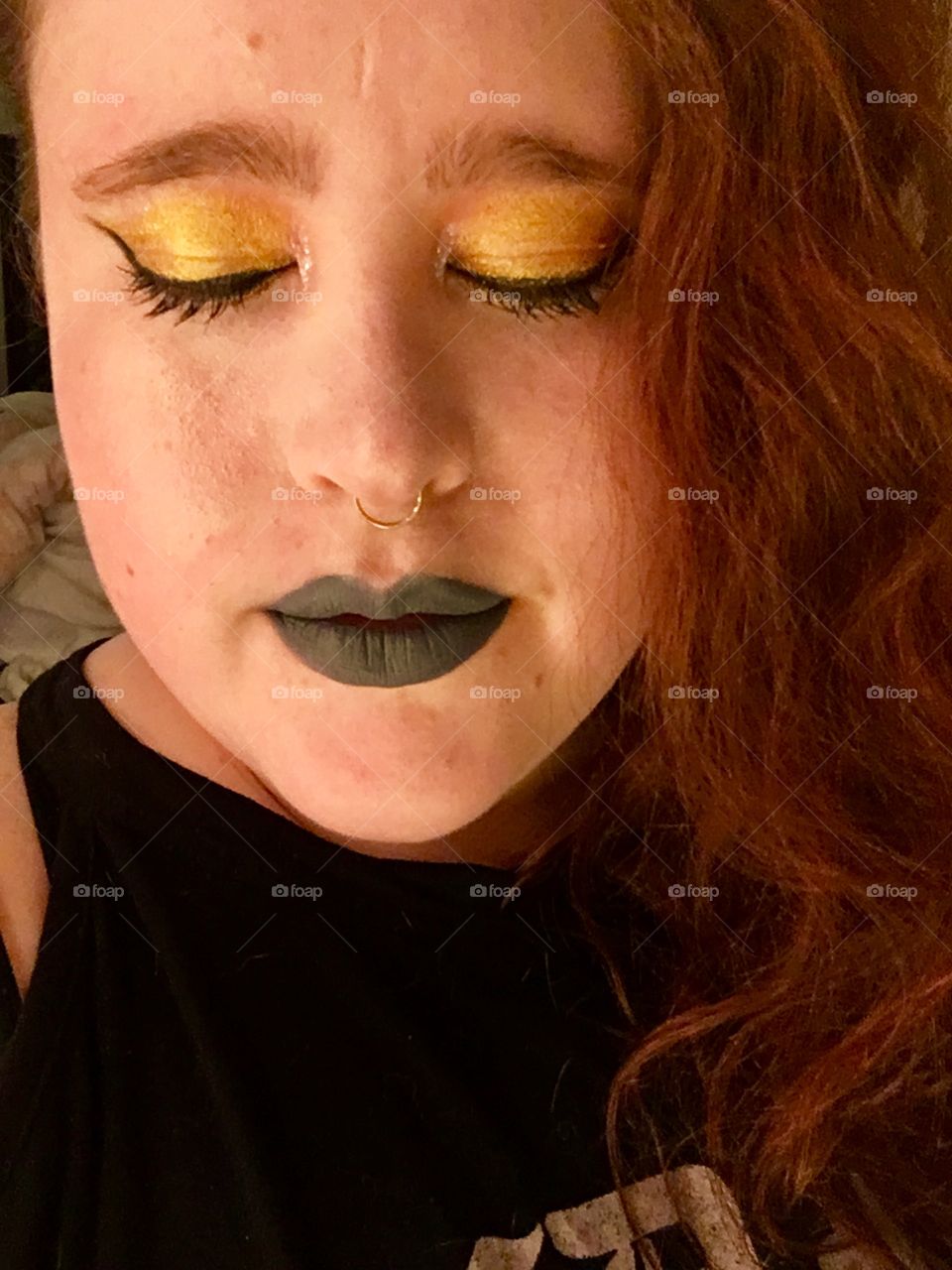 Makeup selfie red hair lipstick