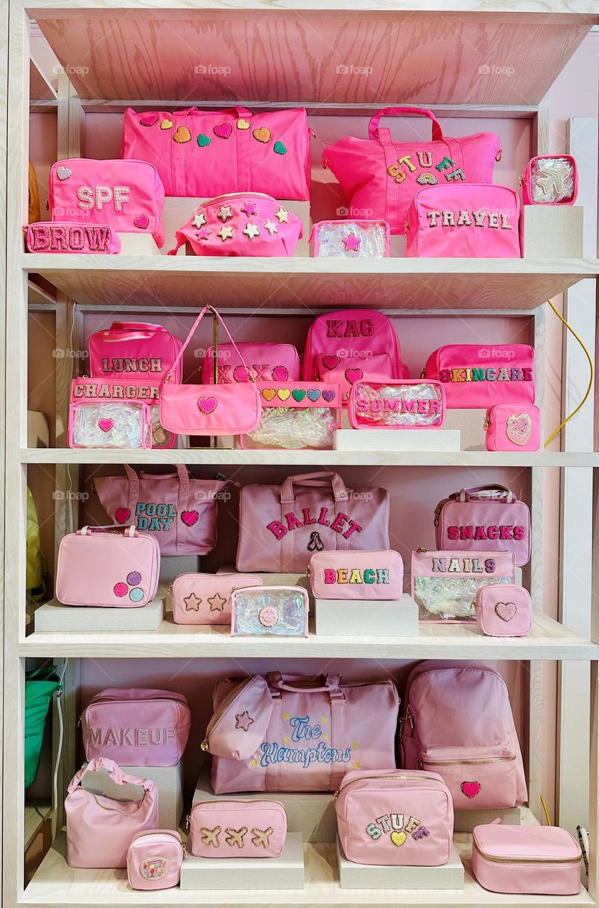 An array of bags in pretty shades of pink fit for the fearless and fabulous  Barbie fashionista. 