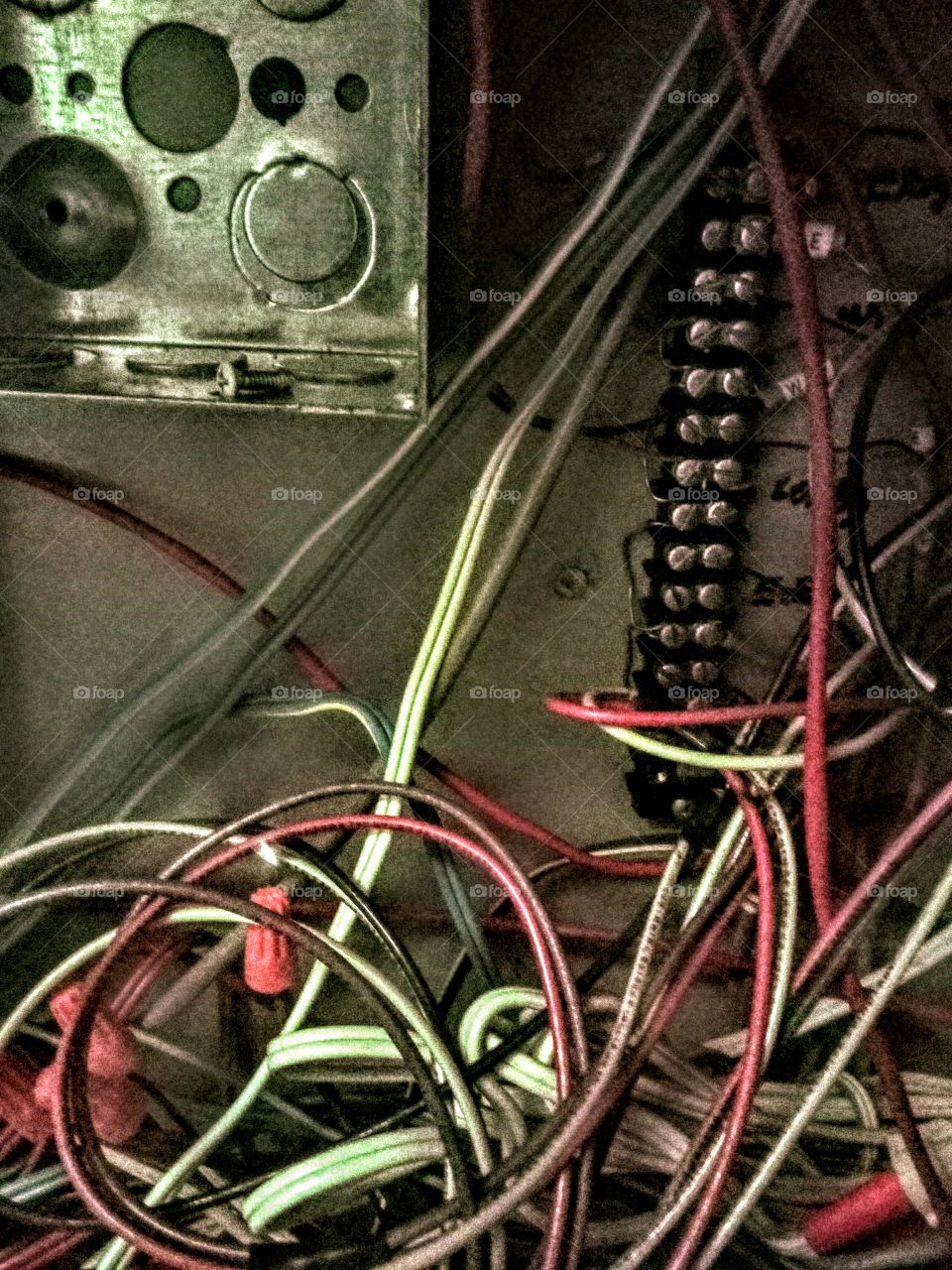 electrical components in fire panel.