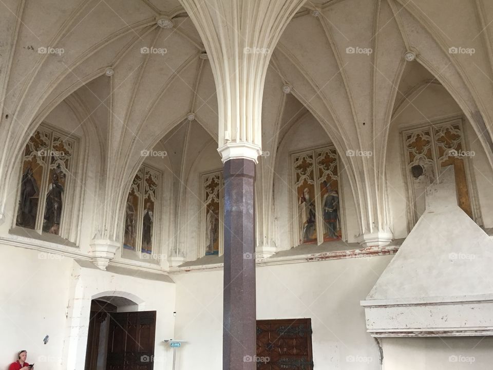 Cannonball in wall at Marlbork Castle - Poland