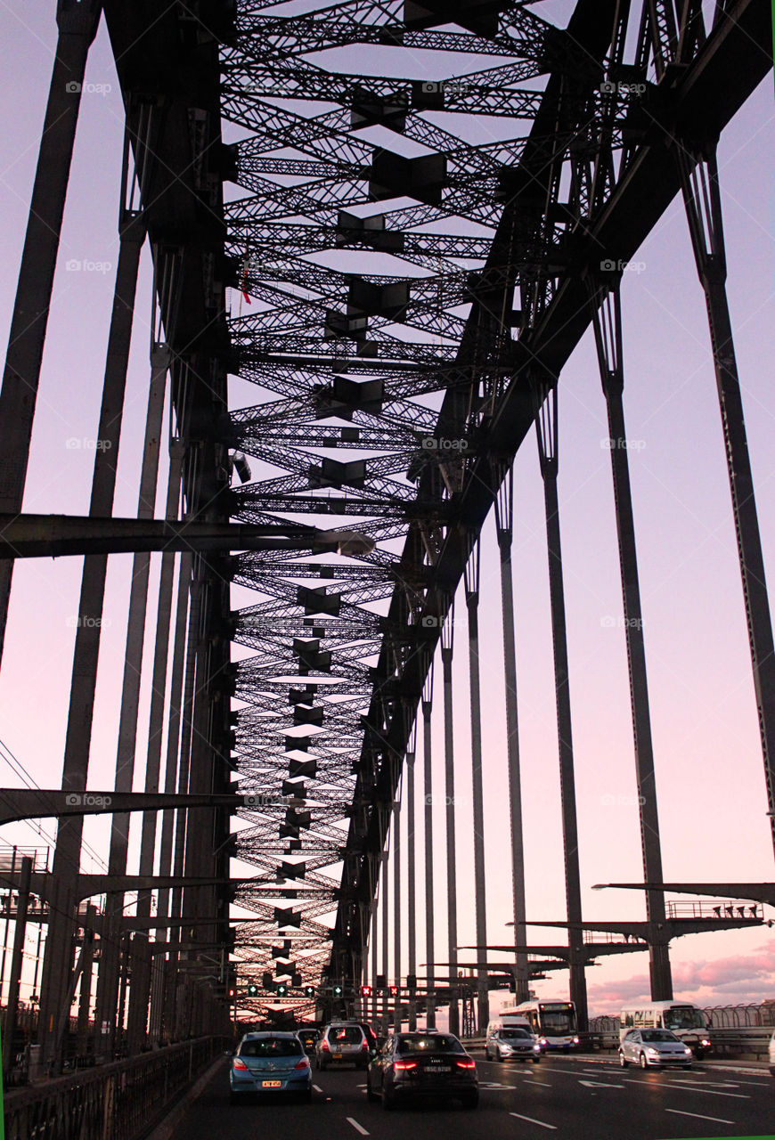 Harbor bridge at sunset 