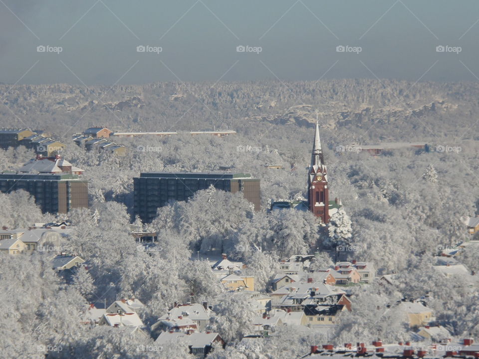 Snowy weather. Göteborg Örgryte before a new snowstorm