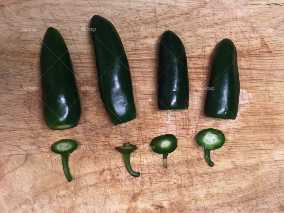 Dark green jalapeños from above