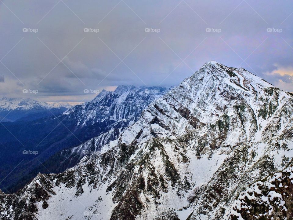 Scenic view of snowcapped mountain