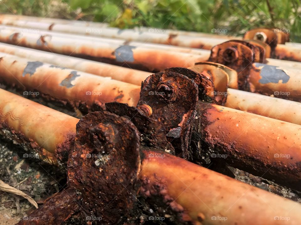 Close up of rust tubes