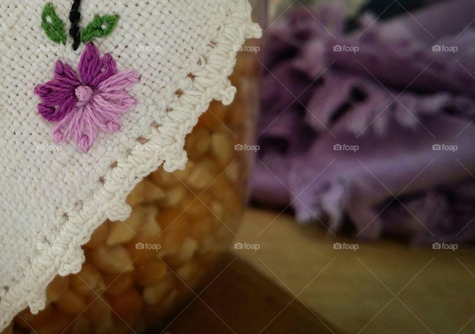 Purple Embroidered  Flower