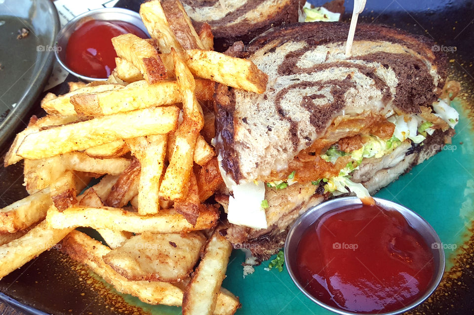 fries and sandwich