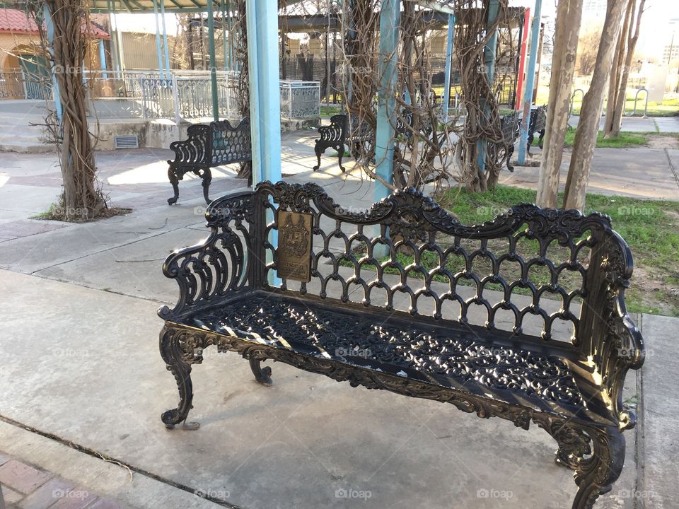 Saltillo plaza benches.