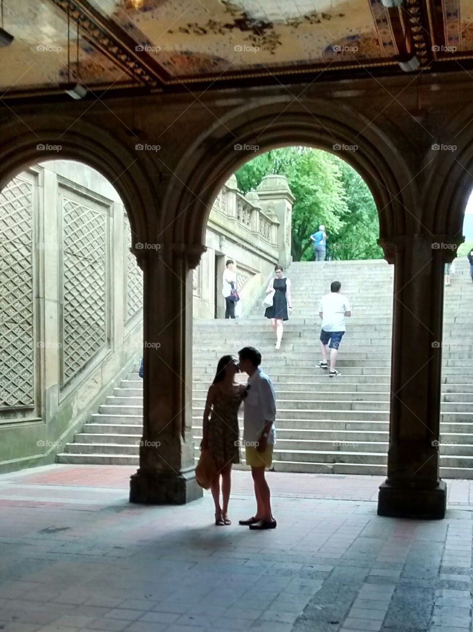 A Couple Kissing in the Shadows