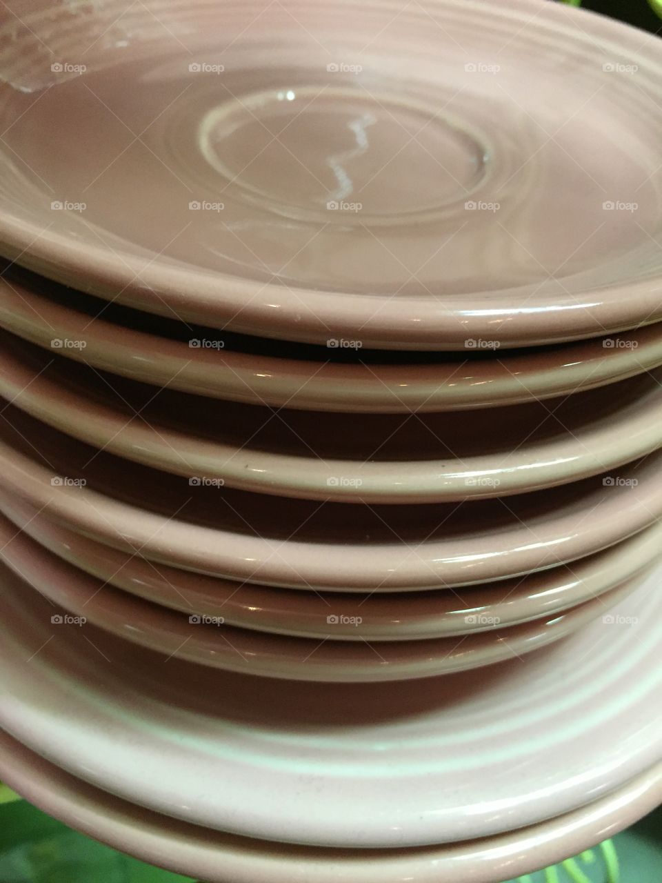 Stacked vintage dishes