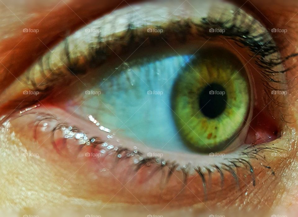 Side view of an eye without makeup