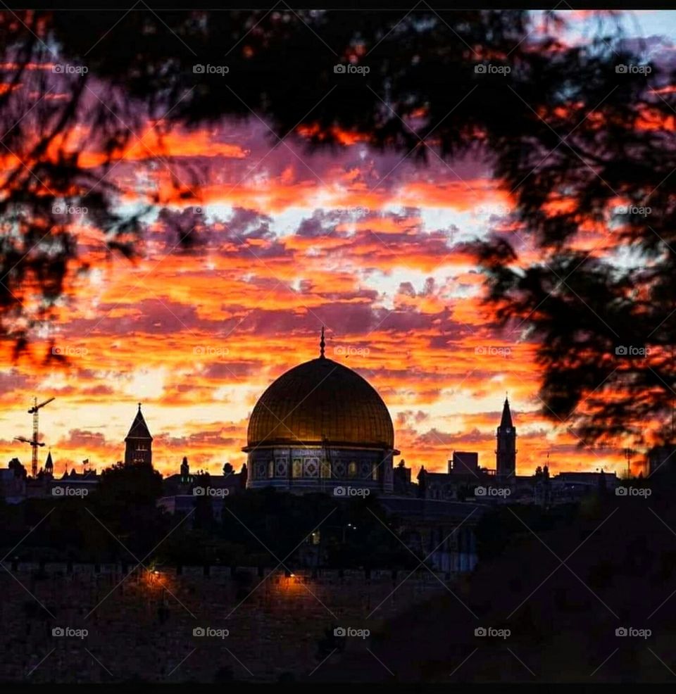 sun set Jerusalem, Palestine