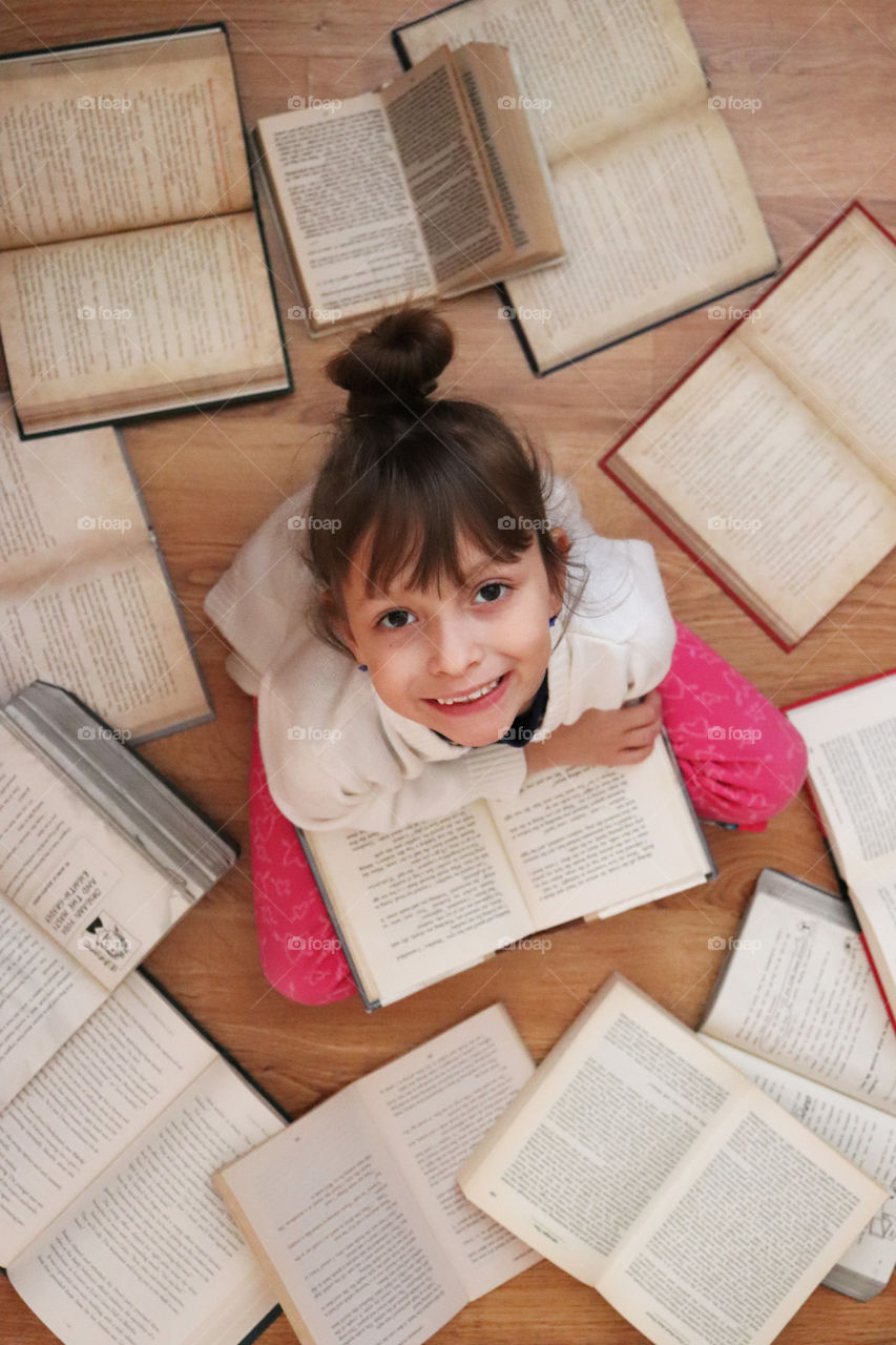 Child reading a book