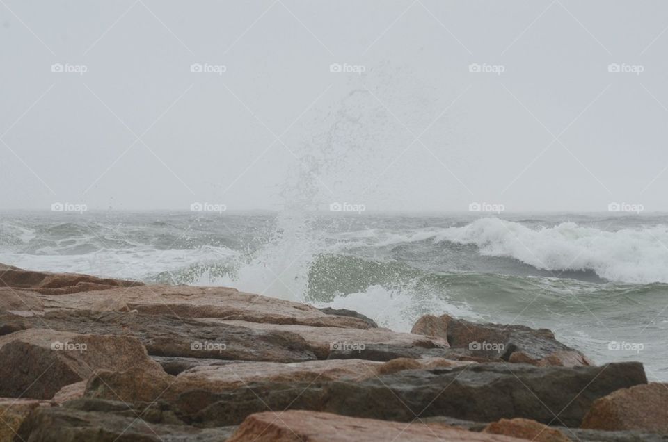 Waves on jetty