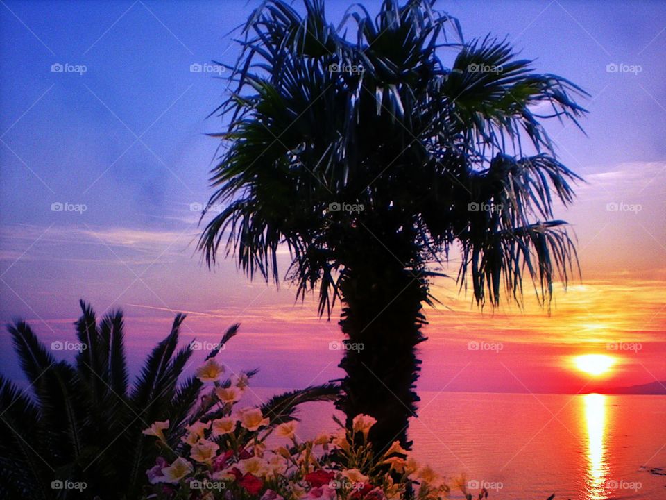 Sunset over Praia ( Italy ).