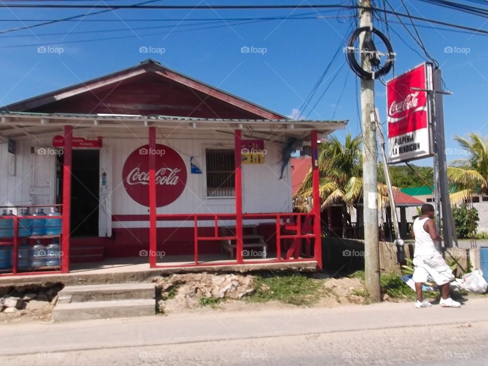 Picture from moving car traveling in Roatan Honduras  