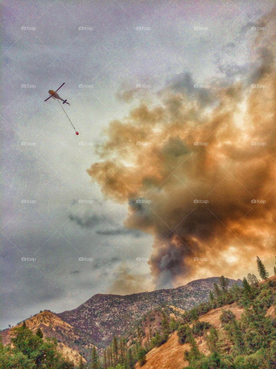 Helicopter Fighting Wildfire