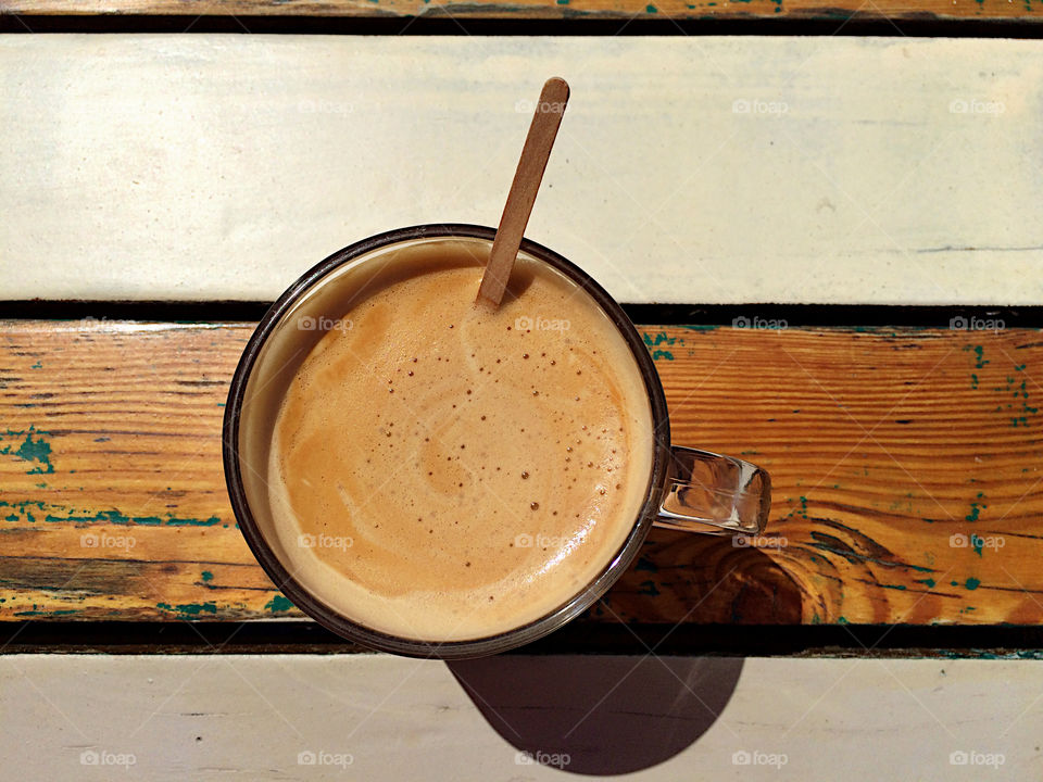 Cup of coffee from above