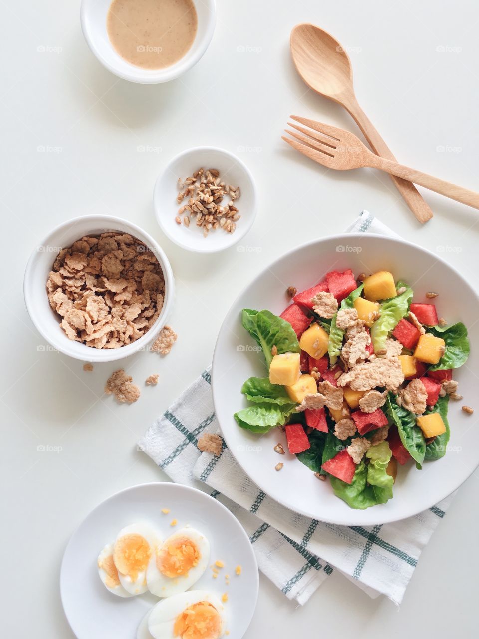 High angle view of healthy breakfast