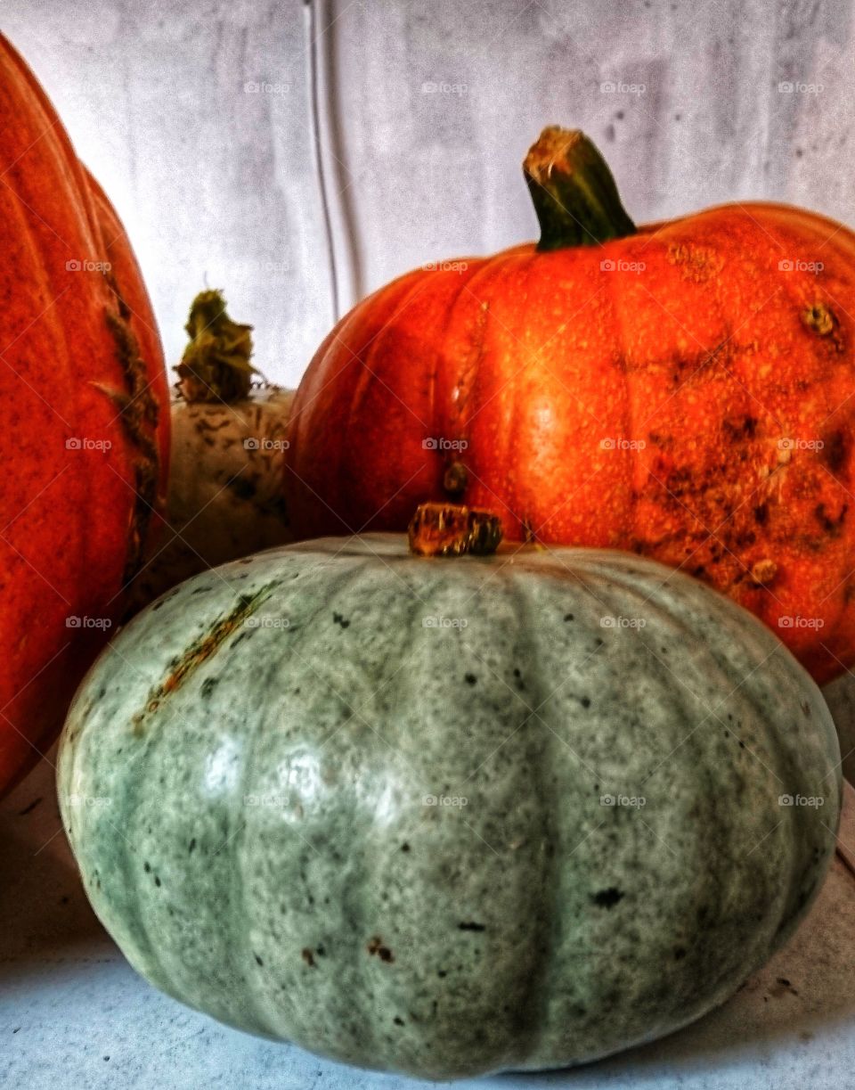 Orange blue and white