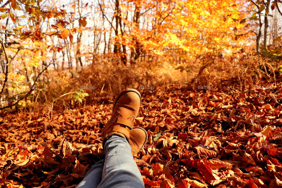 autumn, stretch your feet, peace, relax, delight, shades of yellow