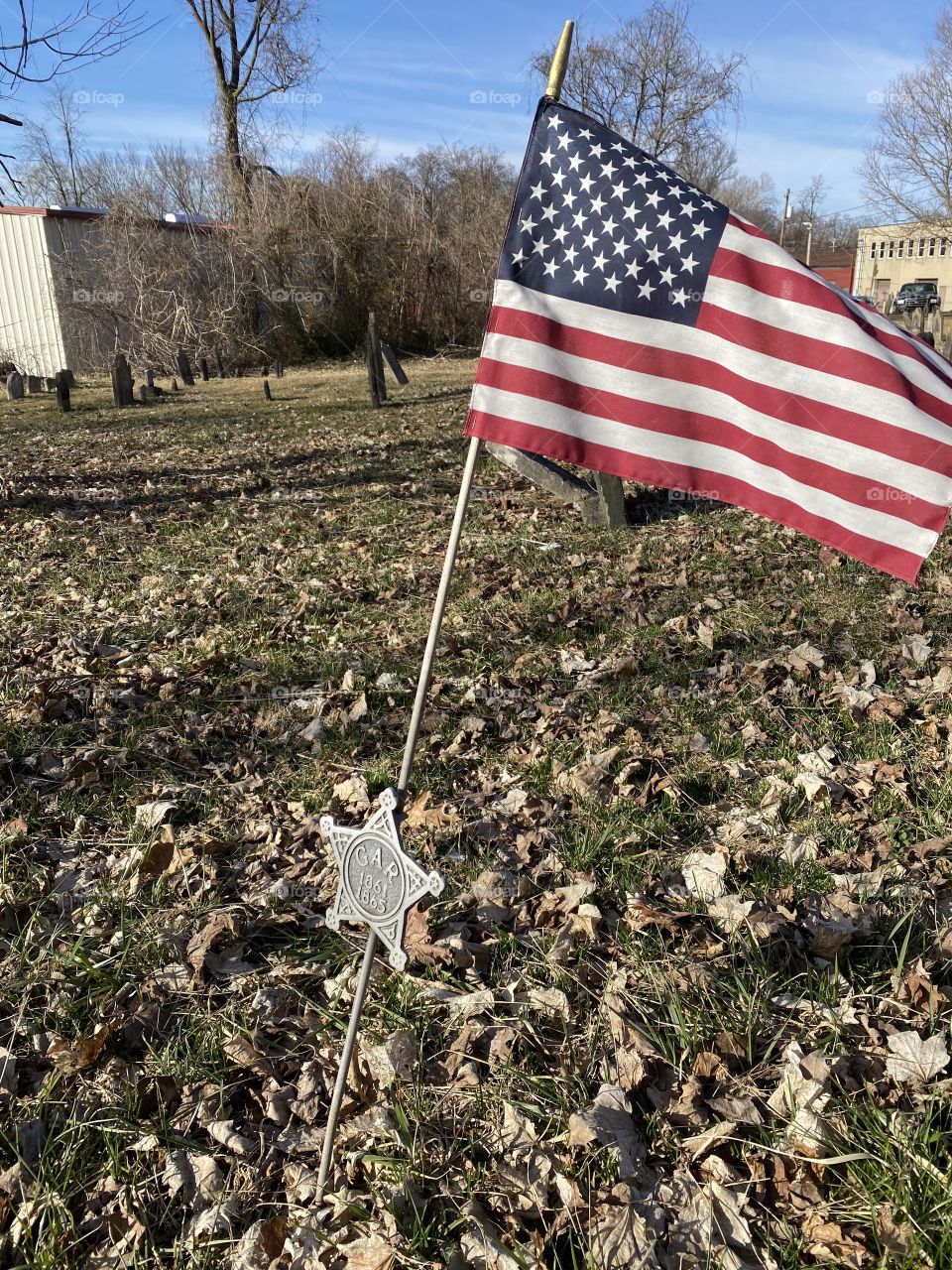 American flag at the cemetery #America #flag #grave 