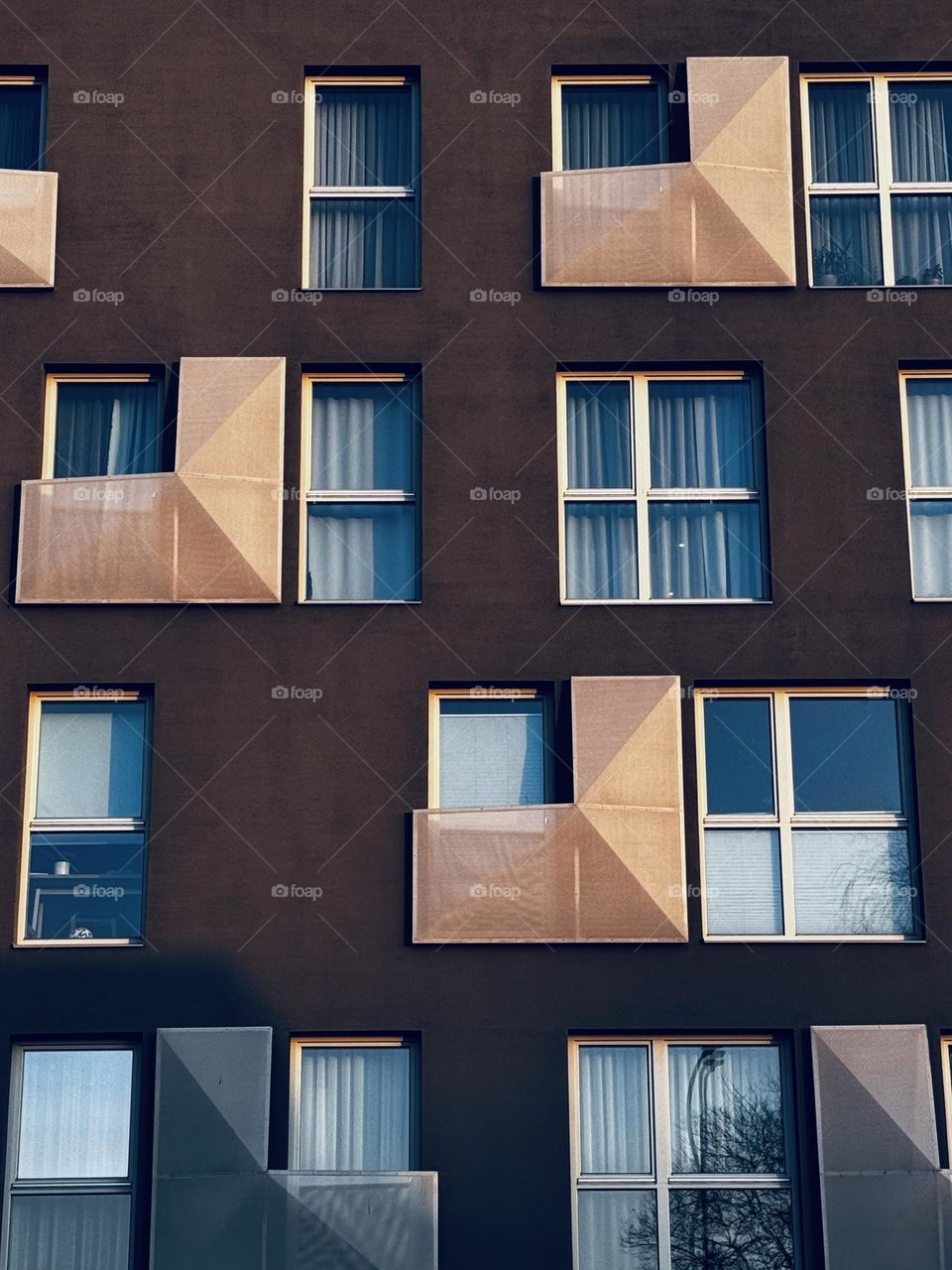 house facade wall with windows