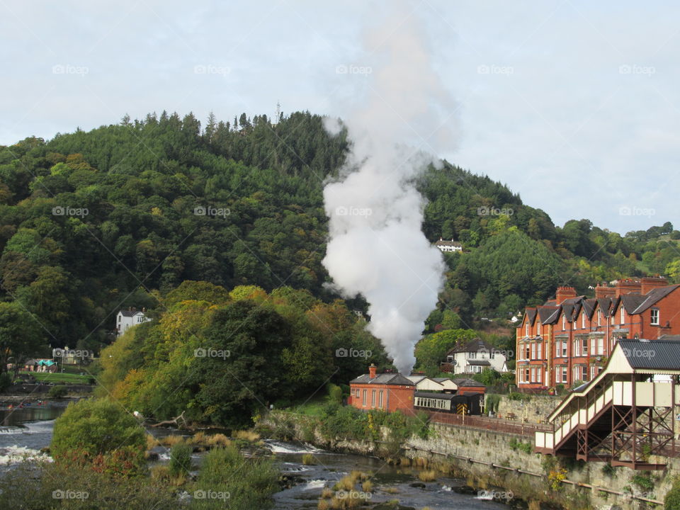 Llangollen railway station which is in Wales also river dee just in front of station