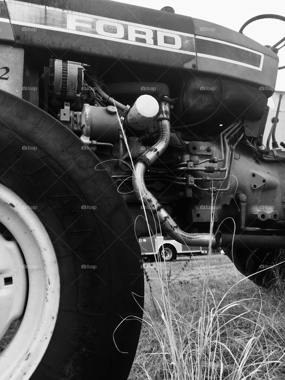 Old Ford tractor in black and white in Florida 