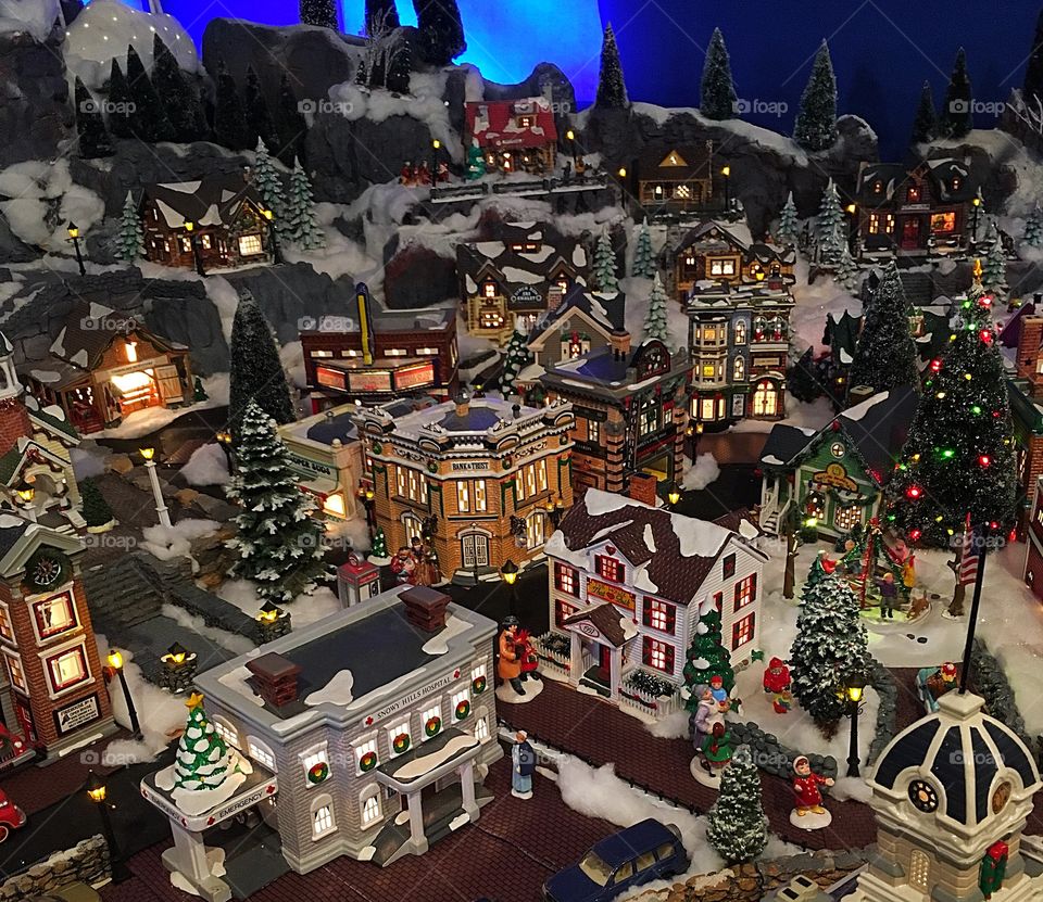 Beautiful snow village display 