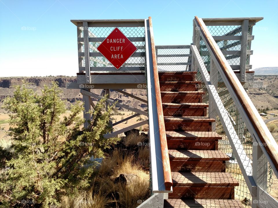 Canyon Cliff Danger Sign