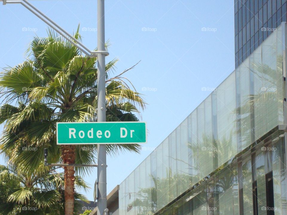 Rodeo Dr street sign. Beverly Hills, CA