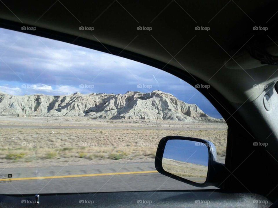 View out the window on a road trip