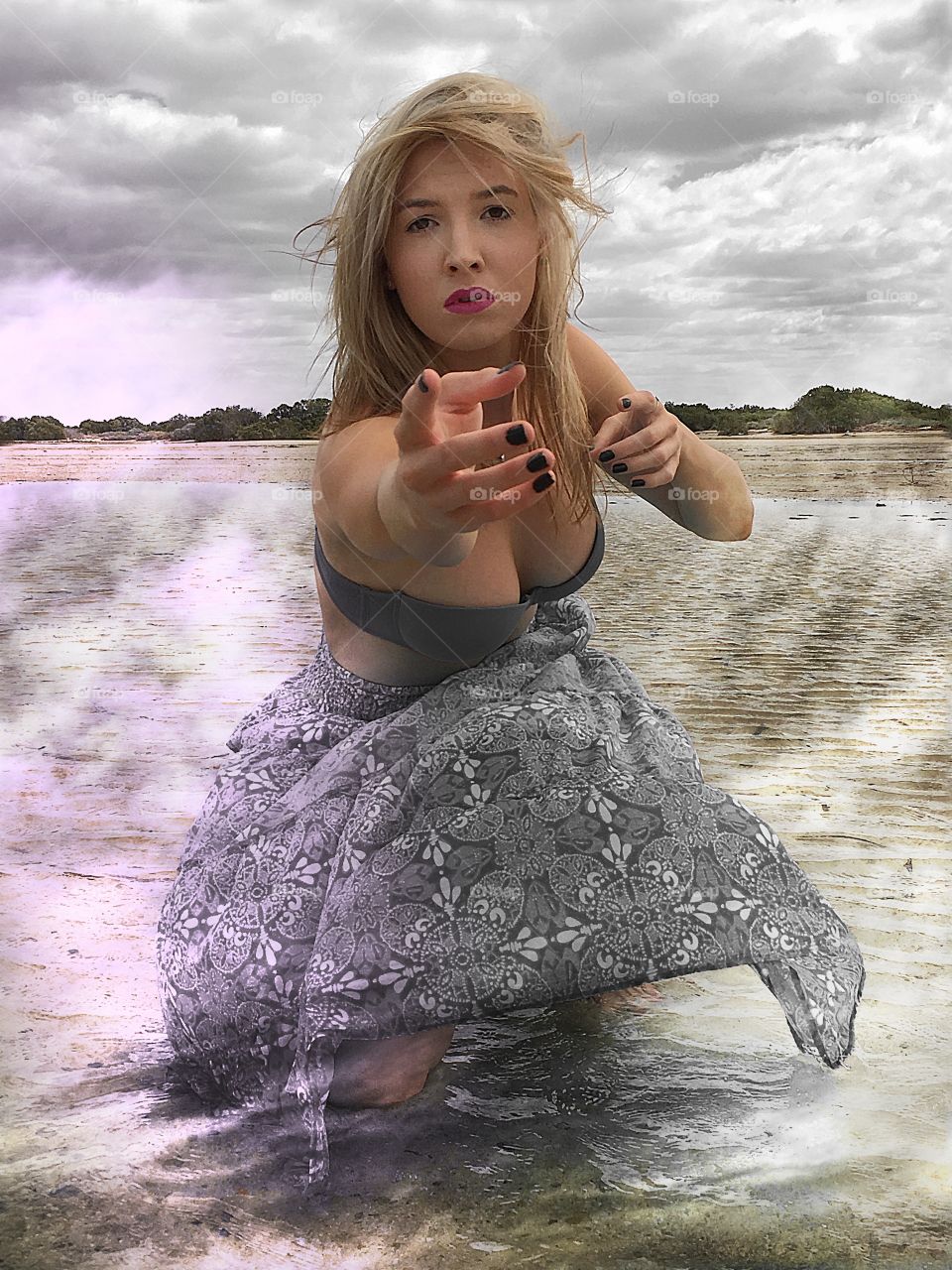 Portrait of a beautiful woman on beach