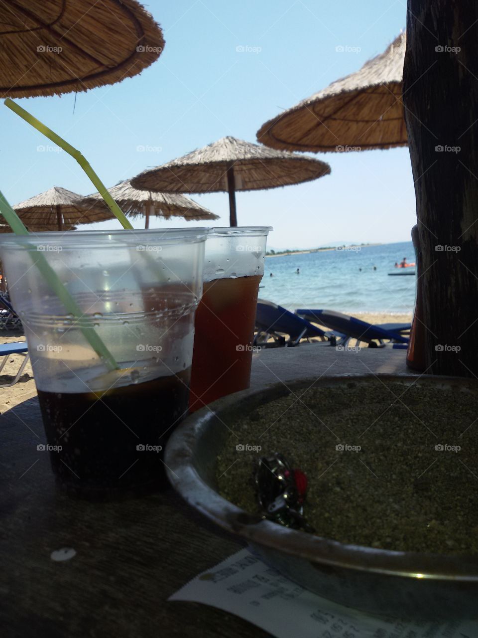 Coffee and icetea on the beach