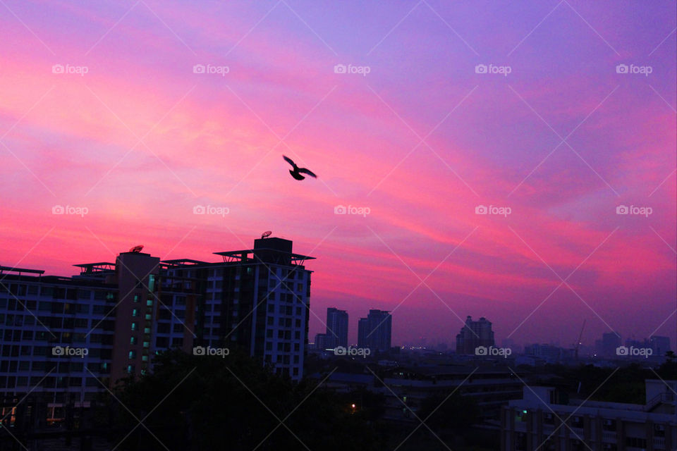 bangkok sky city sunset by icestylecg