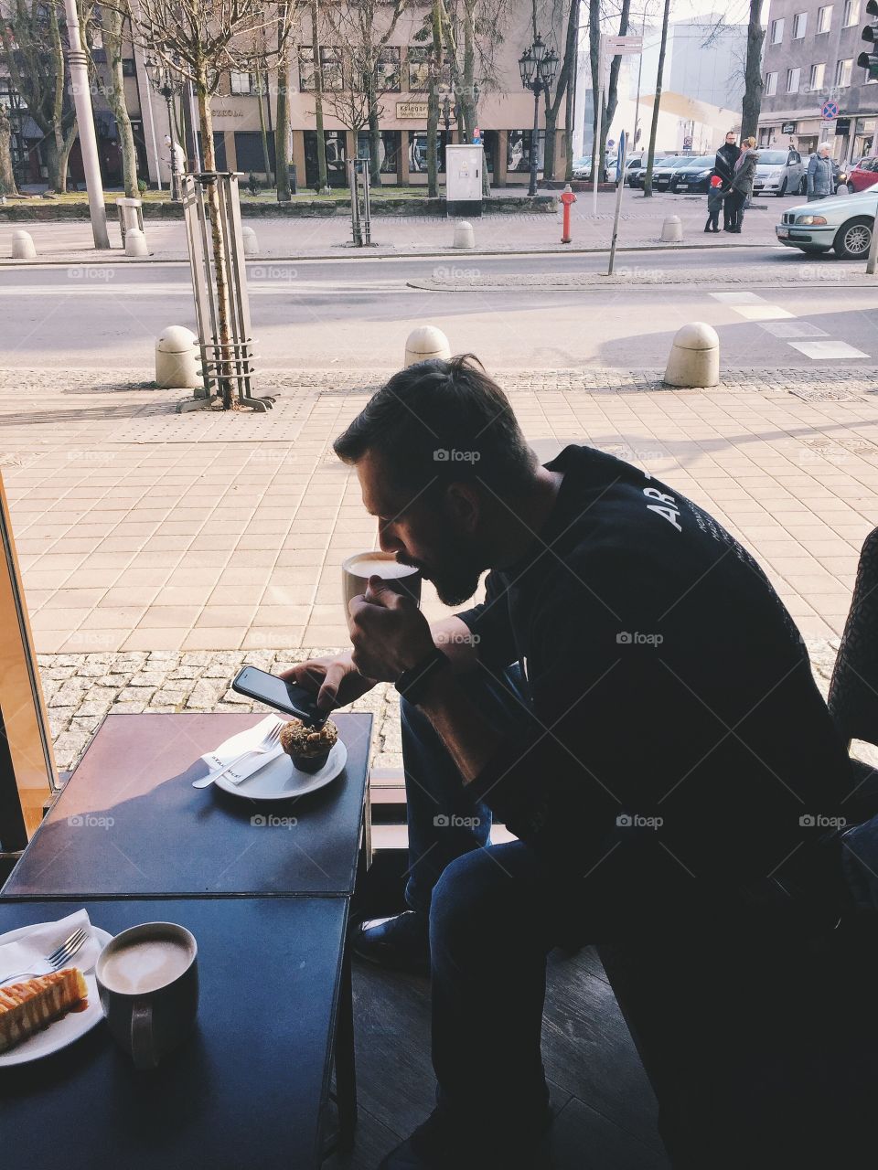 Man drinking a coffee