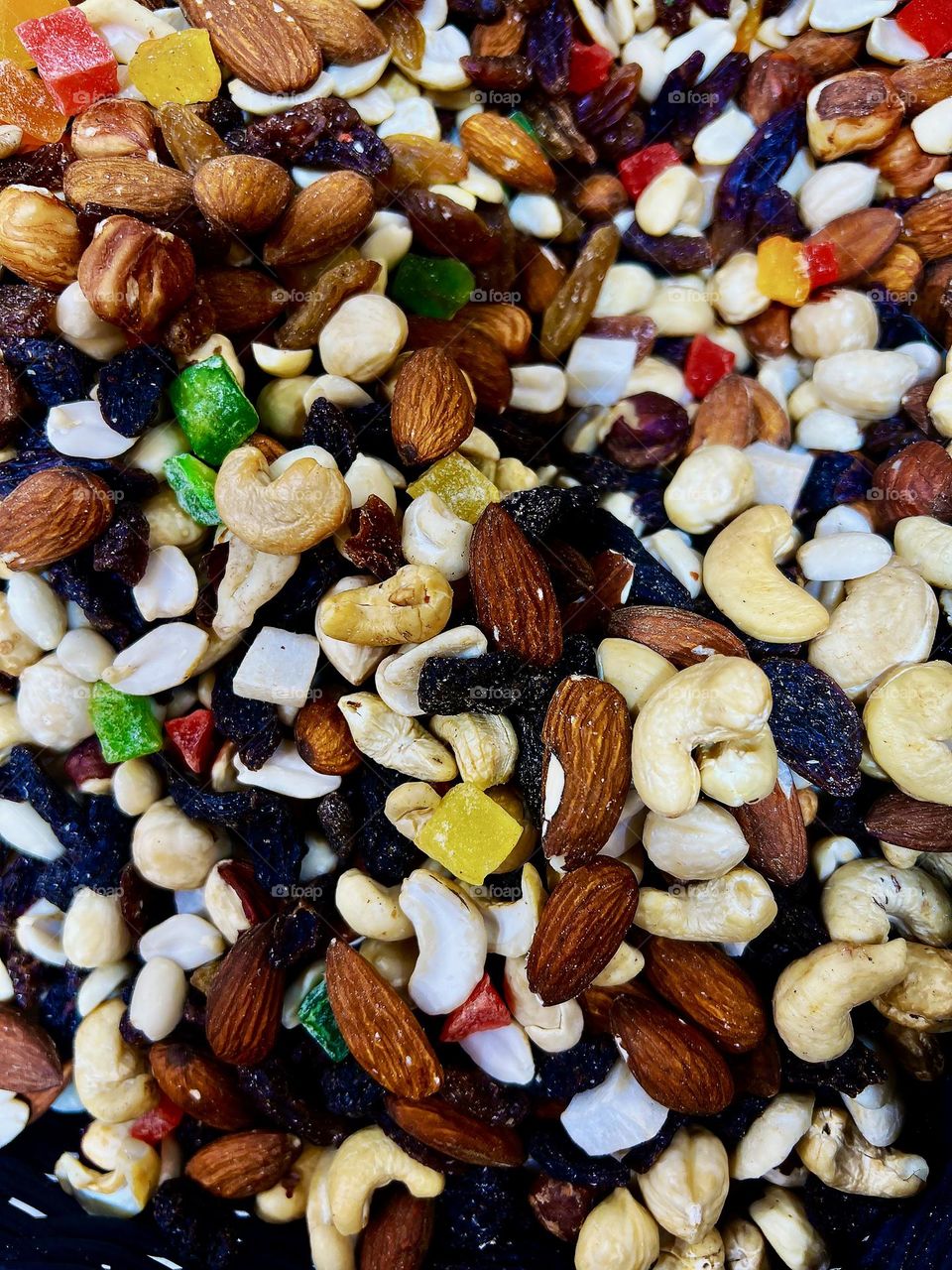 Mix of Nuts and Dried Fruits, close-up